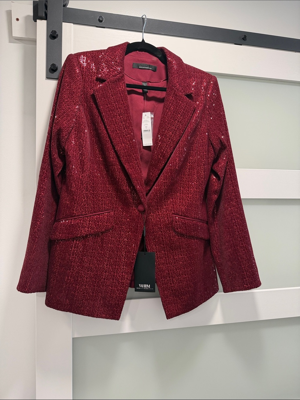 White House Black Market Red Sequin Blazer
